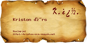 Kriston Örs névjegykártya